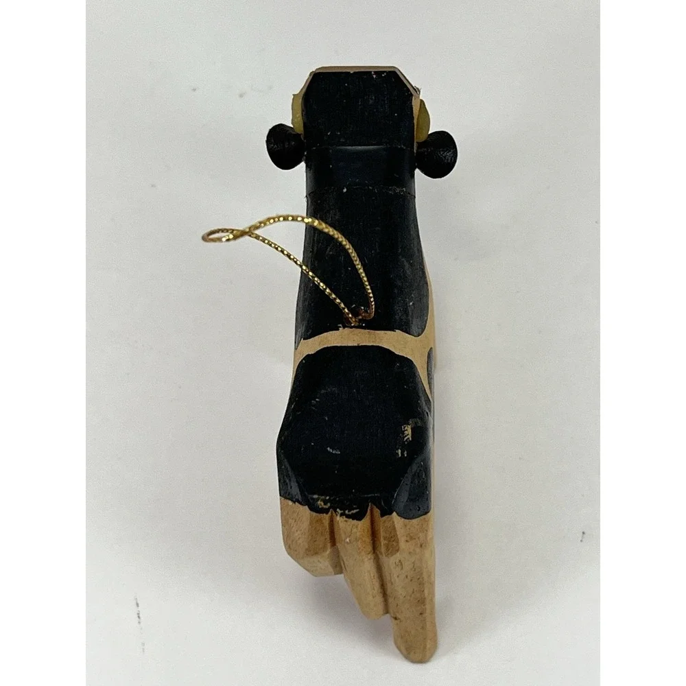 Vintage Trauffer Cow Switzerland Christmas Ornament Wooden Swiss Folk Art Rustic